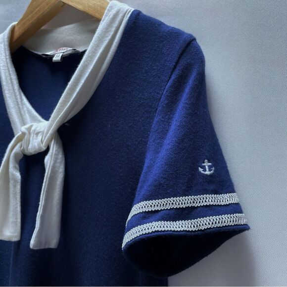 Junior Gaultier Girls Navy Sailor Dress 8A – Nautical Stripe Preppy Classic - Picture 6 of 8